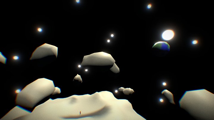 Moon, Earth, and Stars 3D Model