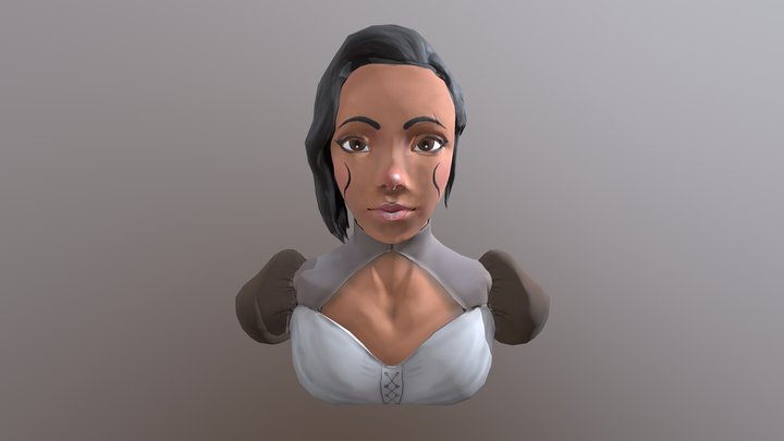 Lowpoly Head Bust 3D Model