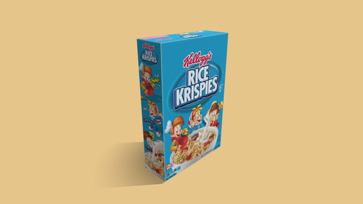Cereal Box, Rice Krispies label, low poly style 3D Model