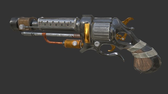 Steampunk Revolver 3D Model