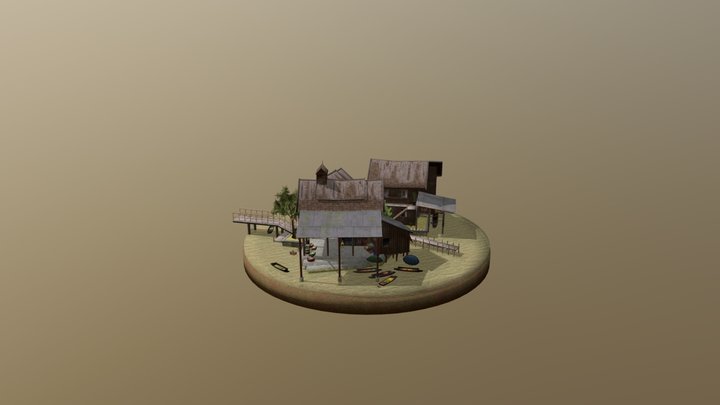 City Scene Floating Market 3D Model