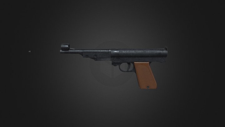 Air break / Break barrel pistol Game-ready 3D Model