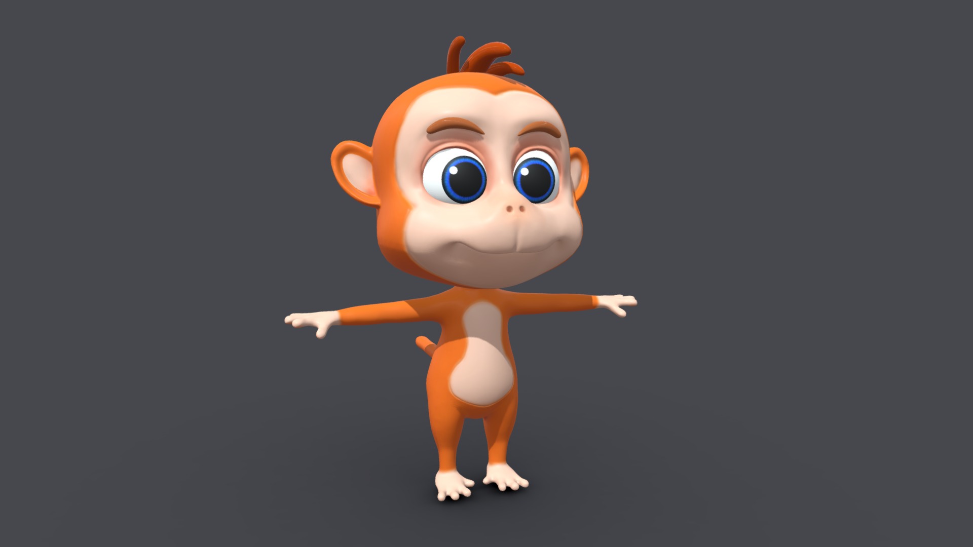 3D model Asset – Cartoons – Animal – Monkey – Rig 3D - This is a 3D model of the Asset - Cartoons - Animal - Monkey - Rig 3D. The 3D model is about a cartoon character with blue eyes.