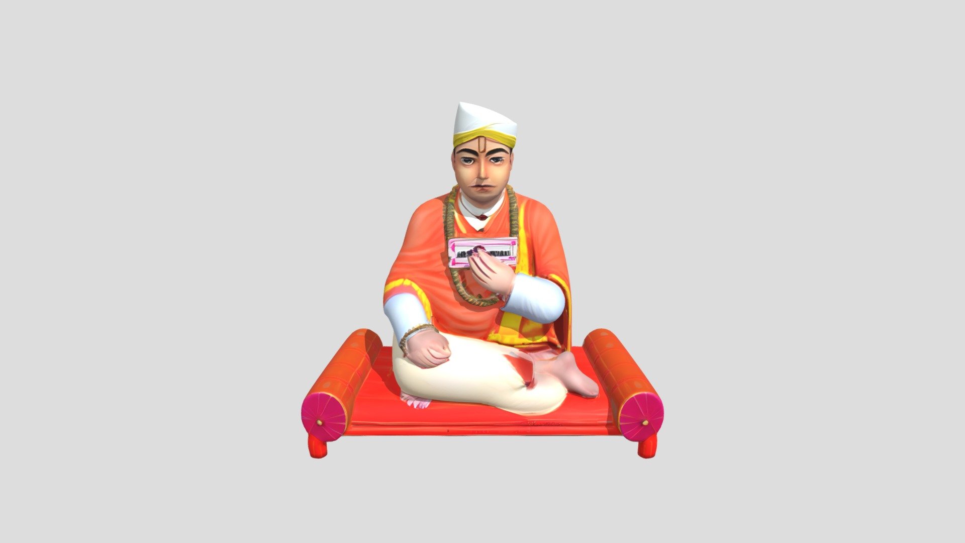 Seated historical figure with traditional attir - 3D model by ...