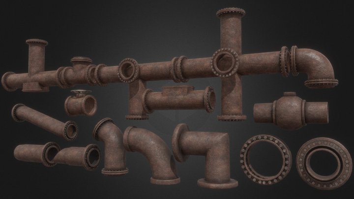 Builder Pipes Fully Rusted Set – Free 3D Model STL