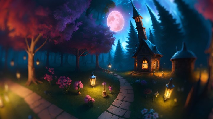FREE - SkyBox Fairy Forest Night – Modèle 3D gratuit STL