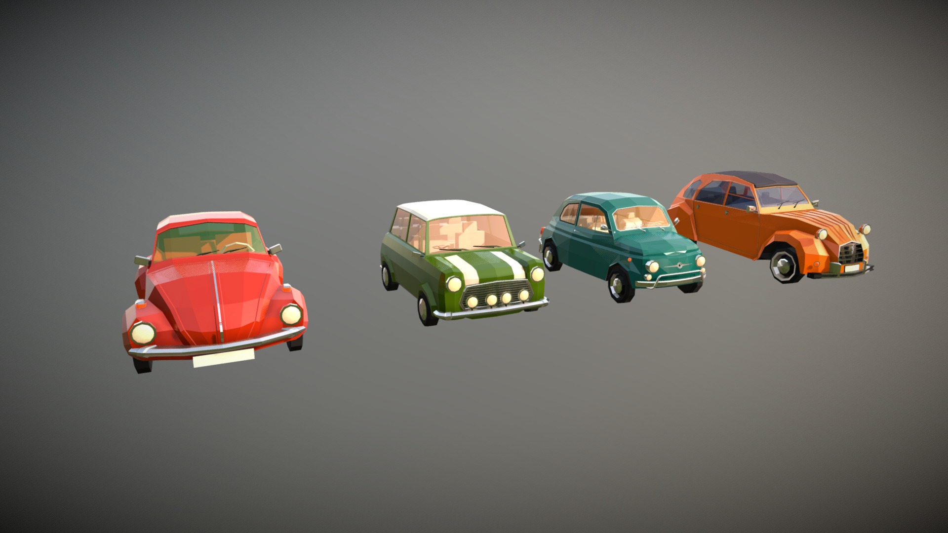 3D model Low Poly City Car Pack - This is a 3D model of the Low Poly City Car Pack. The 3D model is about a group of toy cars.