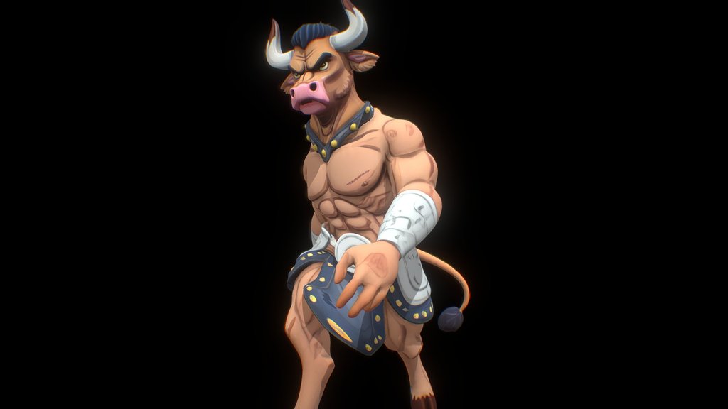 Stylized Epic Bull Man Warrior (animated)