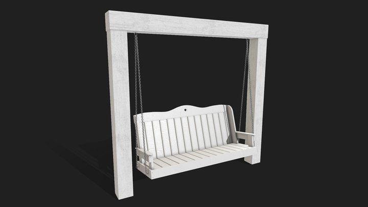 Wooden Bench Swing 3D Model