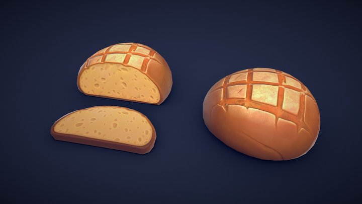 Stylized Bread - Low Poly 3D Model