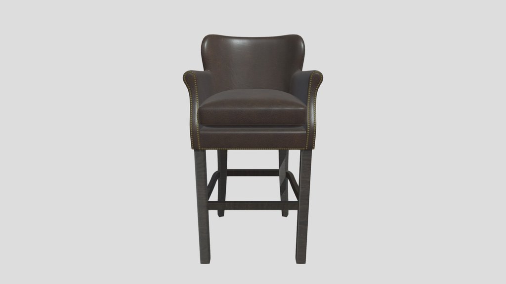 Leather Stool With Nailheads