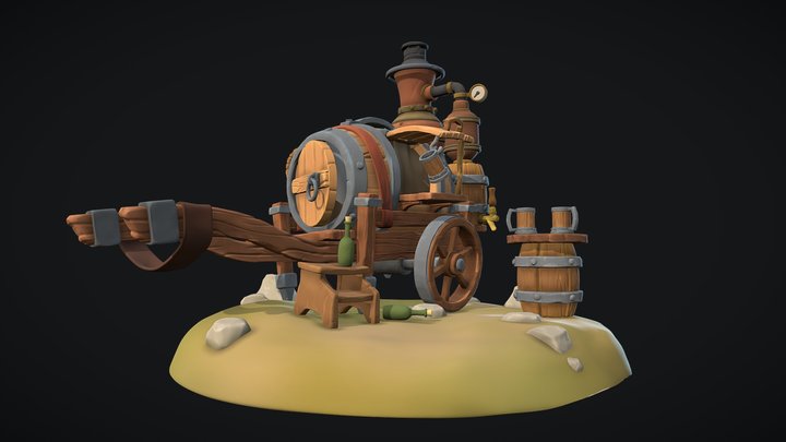 The Traveling Wagon - Brewery - Sculpting Final 3D Model