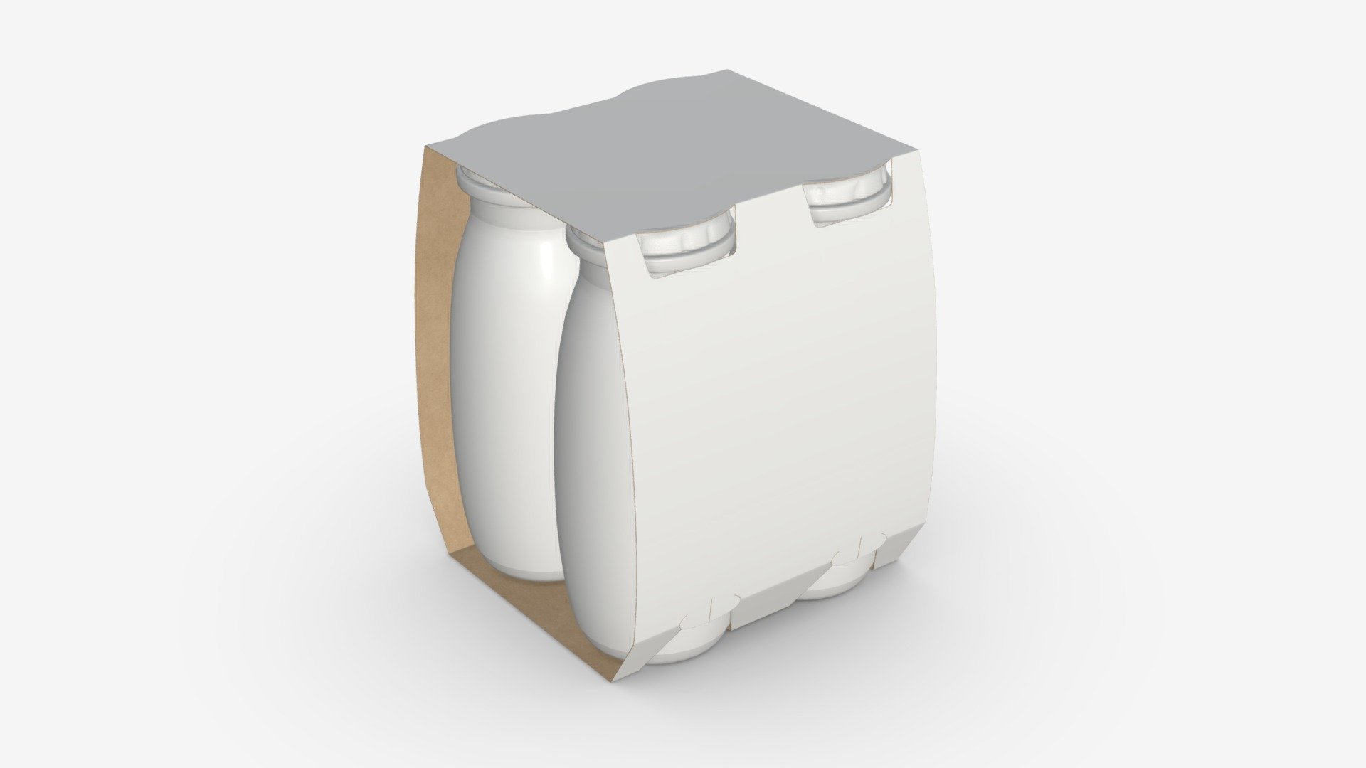 Fermented milk drink bottles 4-pack — Sketchfab embed 3D viewer