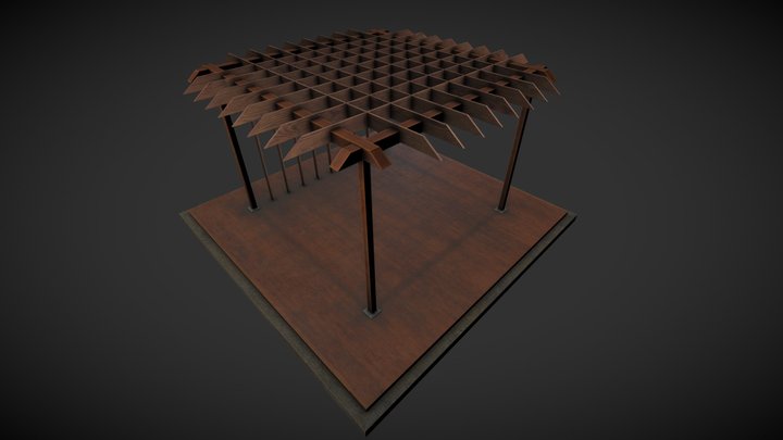 Wooden Garden Pergola_2 3D Model