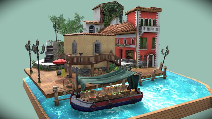 Positano Cityscene 3D Model