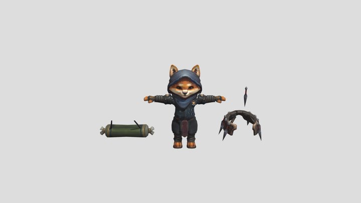 Stylized Ninja Dog (Game Ready) 3D Model