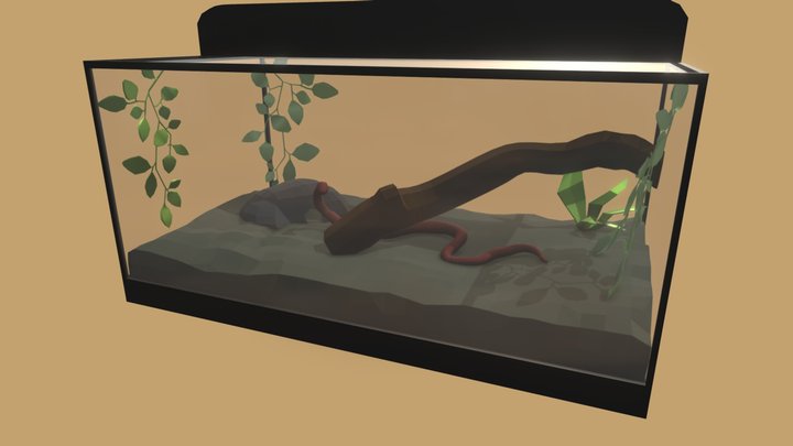 Lowpoly Snake Terrarium 3D Model