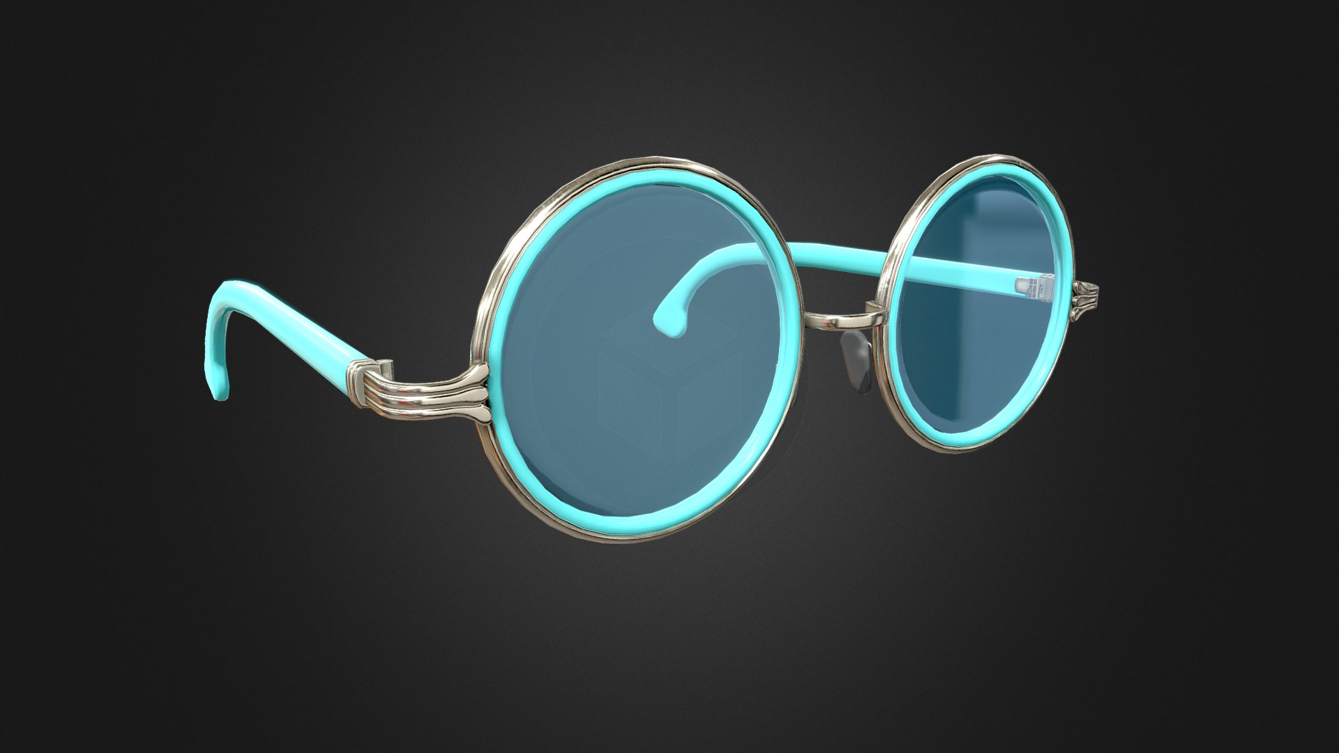 3D model Glasses Metal Frame Retro Classic Vintage Mint - This is a 3D model of the Glasses Metal Frame Retro Classic Vintage Mint. The 3D model is about a pair of blue glasses.
