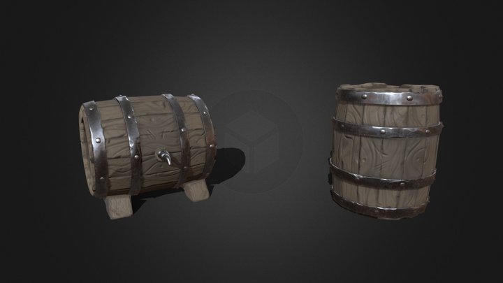 Stylized Barrel (Low-Poly/Game-Ready) 3D Model