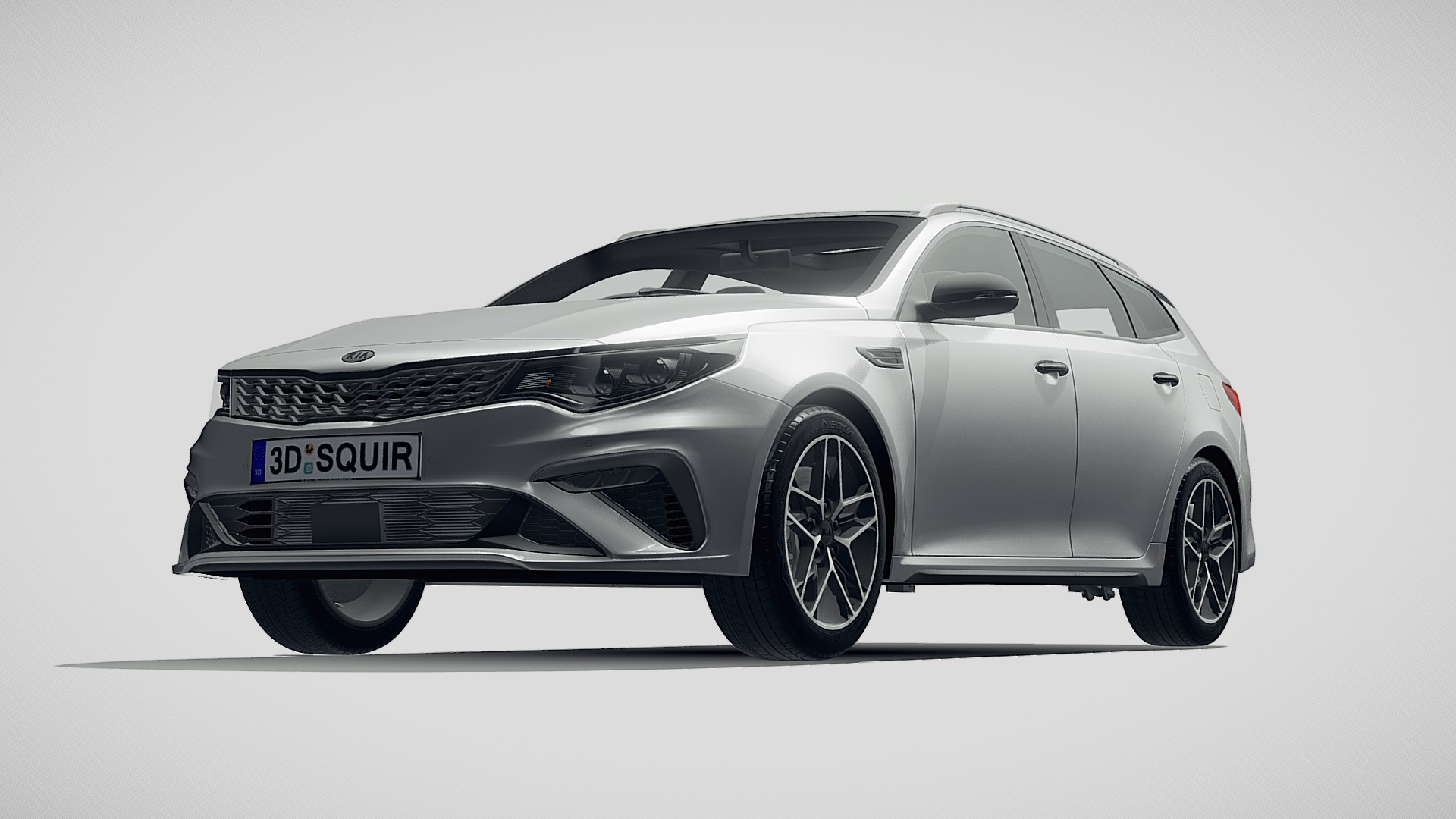 3D model Kia Optima Sportswagon 2019 - This is a 3D model of the Kia Optima Sportswagon 2019. The 3D model is about a silver car with a black background.