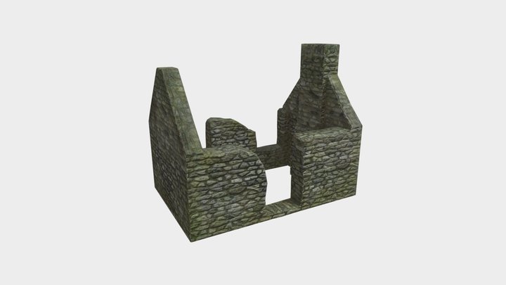 Lowpoly ruined medieval house 3D Model