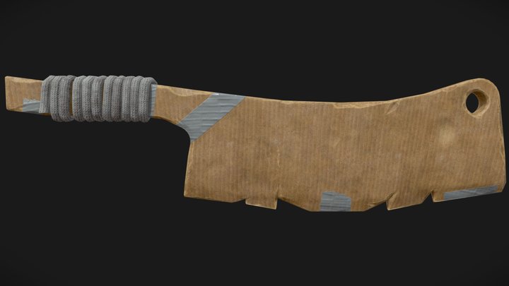 Cardboard Butcher Knife (Stylized) 3D Model