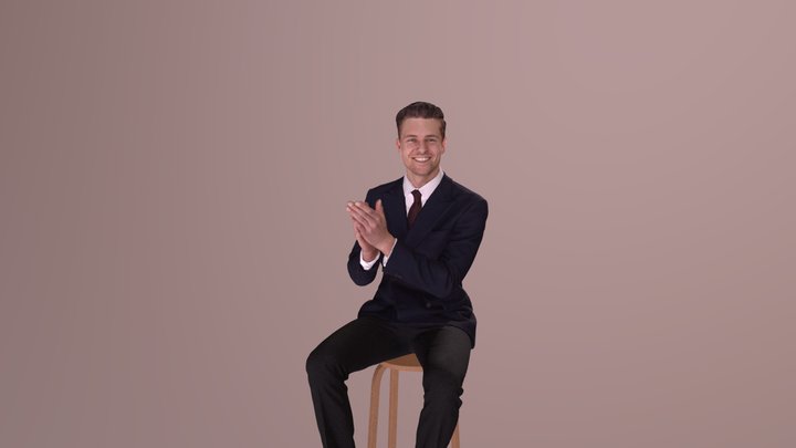 Business Man Sitting Elegant Clapping Virtue 3D Model