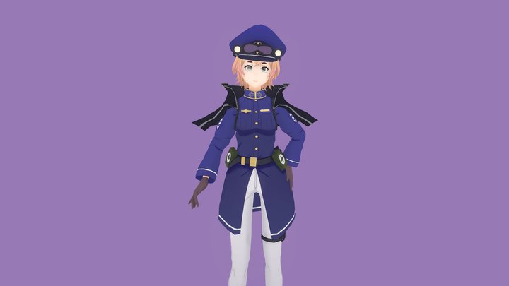 Anime Lady Officer 3D Model
