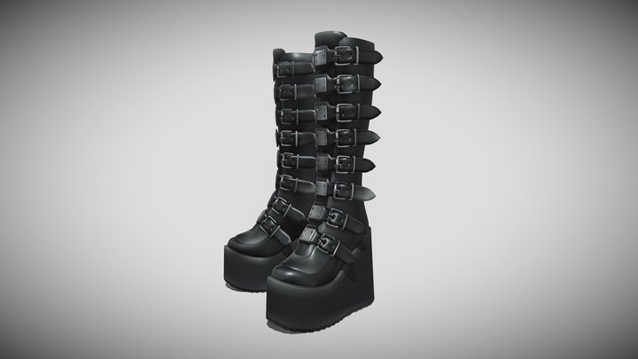 Leather Boots Low Poly 3D Model PBR Textures 3D Model