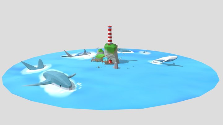 Whales Island 3D Model