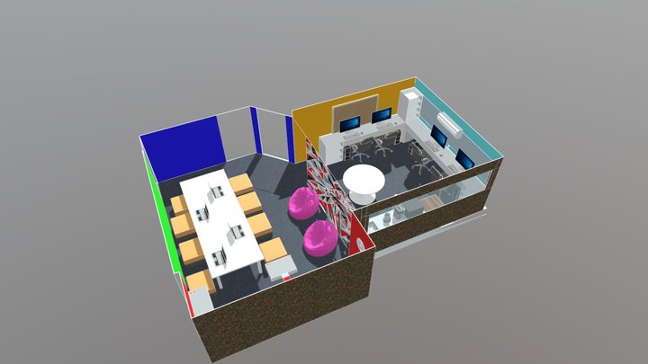 Study Space and Kitchen 3D Model