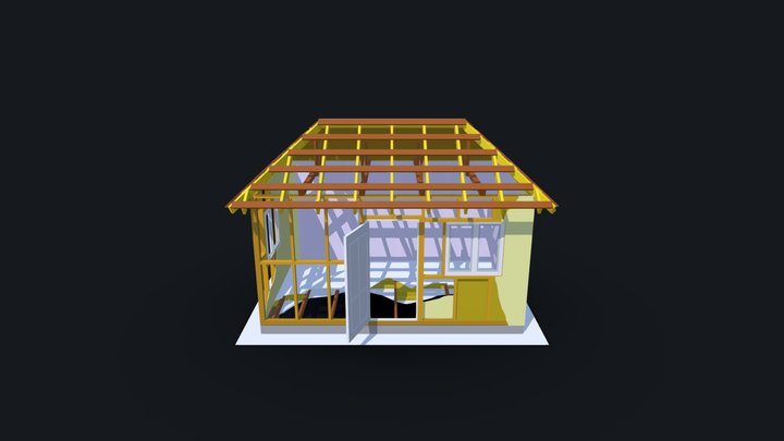 Основа каркасного дома с черновой обшивкой 3D Model