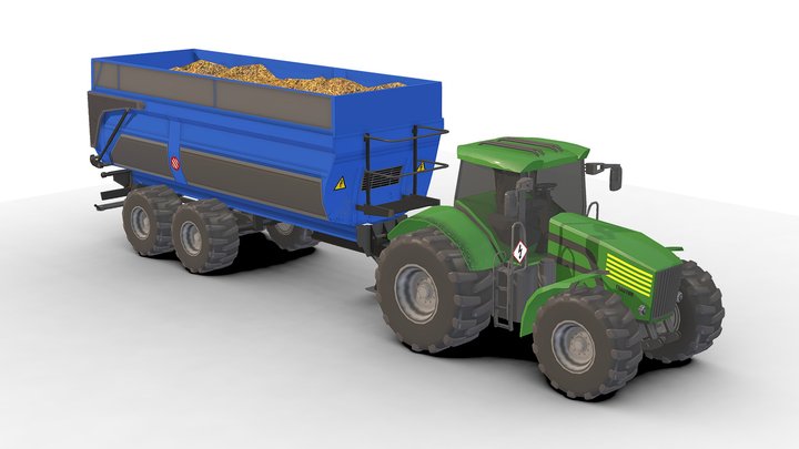 Tractor Dump Trailers 3D Model