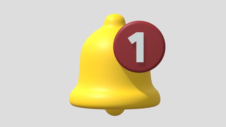 Cartoon Notification Bell With Reminder Number 3D Model