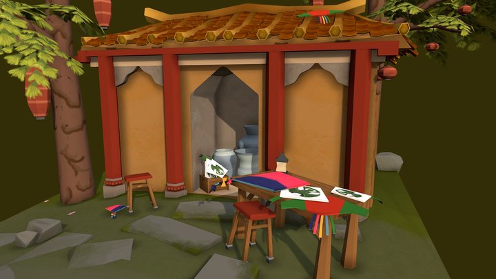 DAE Bazaar - Ancient China - Kite shop 3D Model