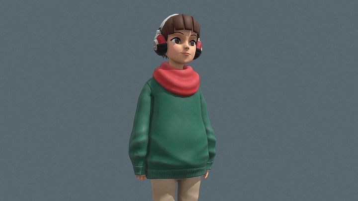 Headphone Girl 3D Model