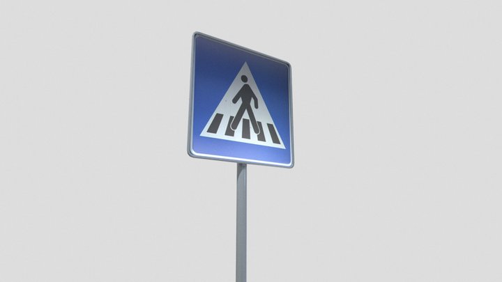Pedestrian Crossing Sign 3D Model