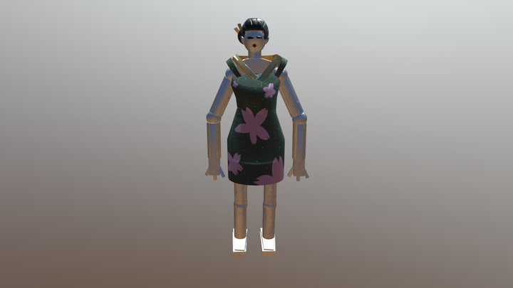 Geisha Bot with Textures 3D Model