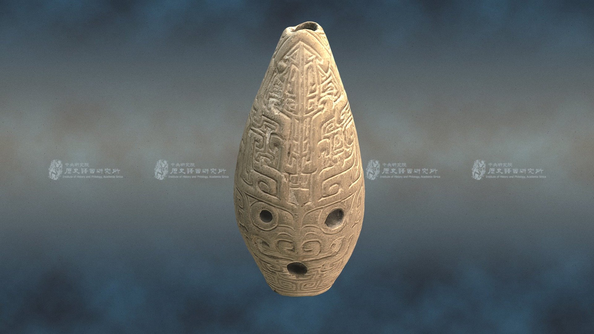 白陶獸面紋塤 White Pottery Whistle — Sketchfab embed 3D viewer