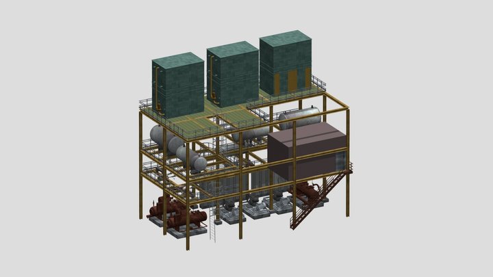 Steel Construction Piping and Equipment 3D Model