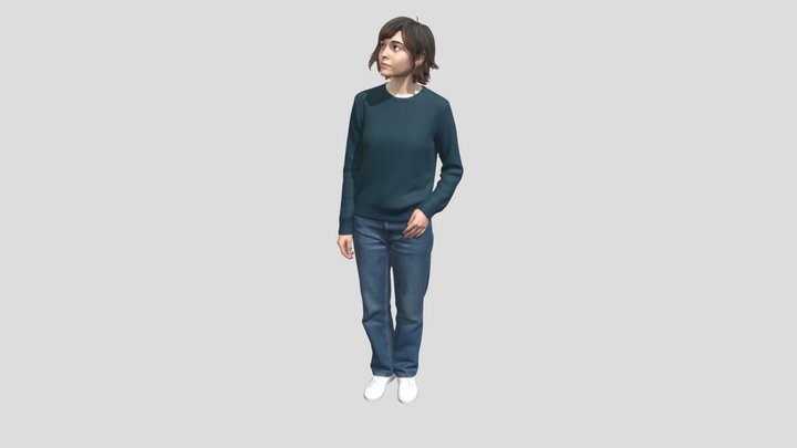 Contemplation In A Teal Sweater