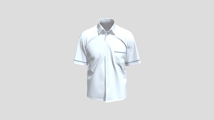 School Uniform Shirt Male Open Neck 3D Model