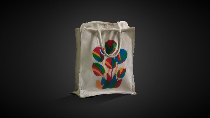 Cloth Bag with Floral Design Photoscan 3D Model