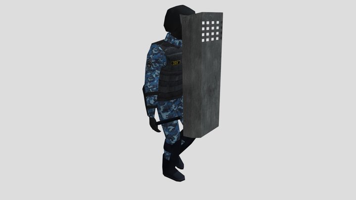 Special Unit Fighter With Shield 3D Model
