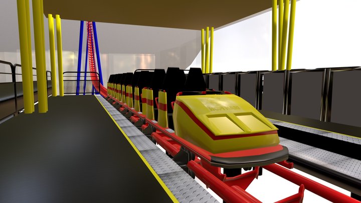 Roller Coaster Katapul Hopi Hari 3D Model