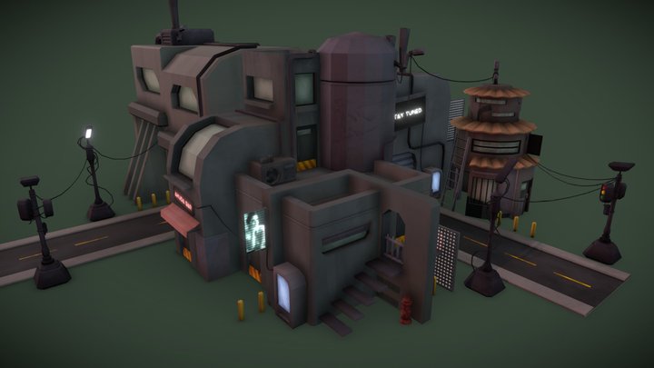 Cyberpunk Diorama 3D Model