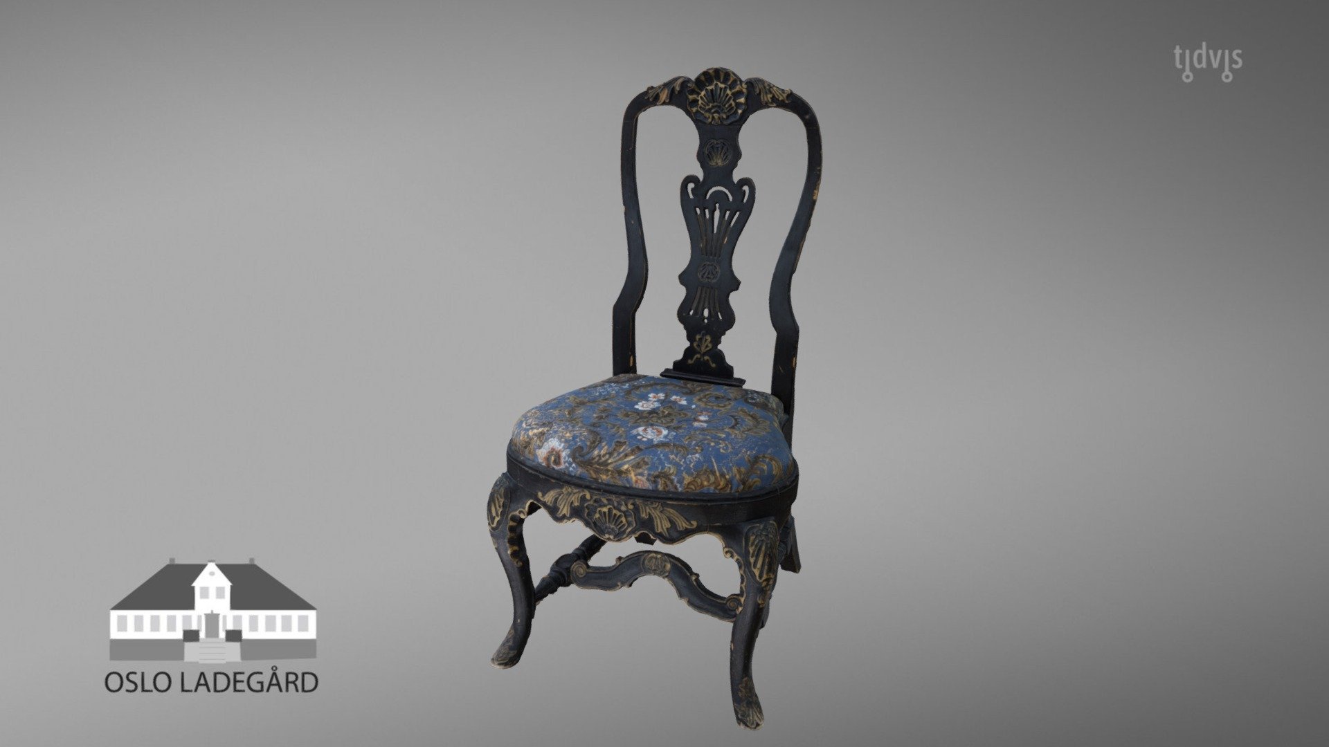 18th century gilded leather chair, Ladegården