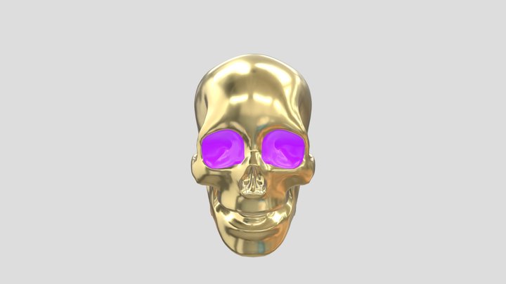 Gold skeleton skull 3D Model