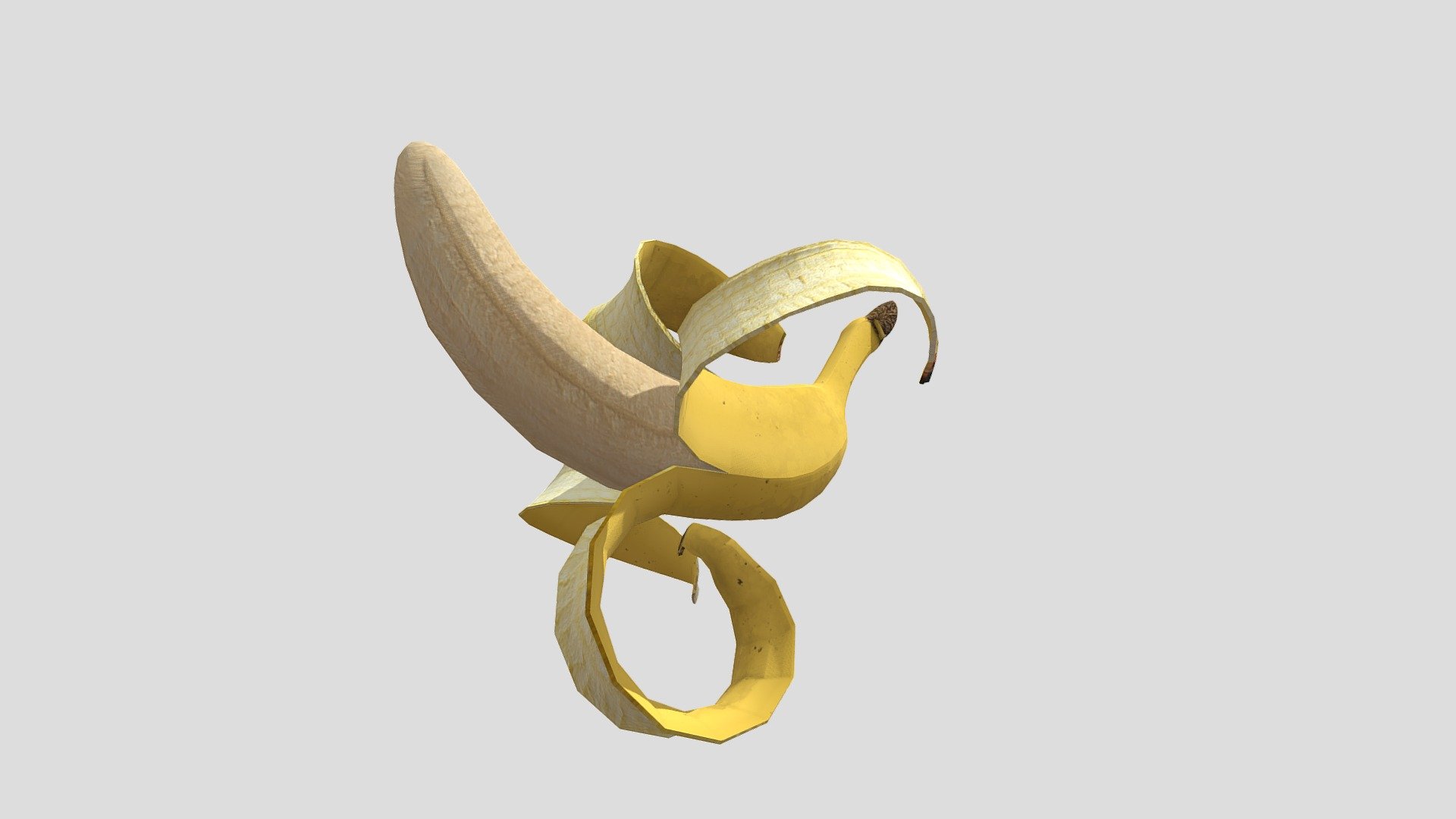 cartoon banana peel - tilt Low-poly 3D Model