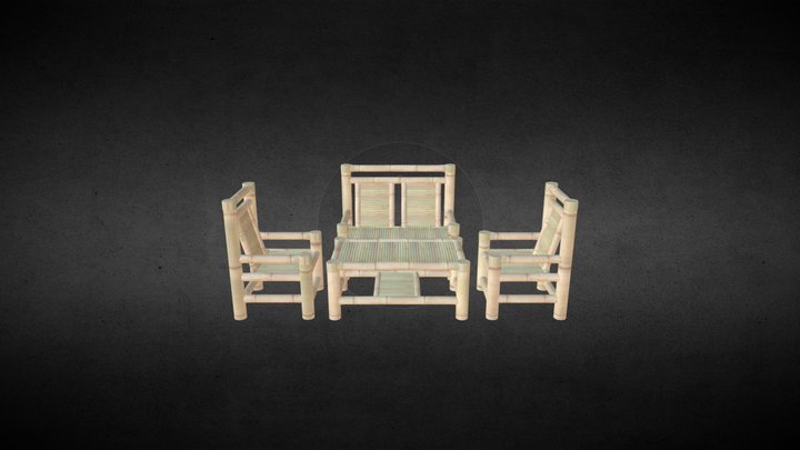 1 Set Bamboo Chair 3D Model